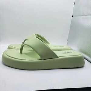 Call it Spring Ladies' Size 10 MAKENA chunky Thong Sandals GREEN, Slides VEGAN